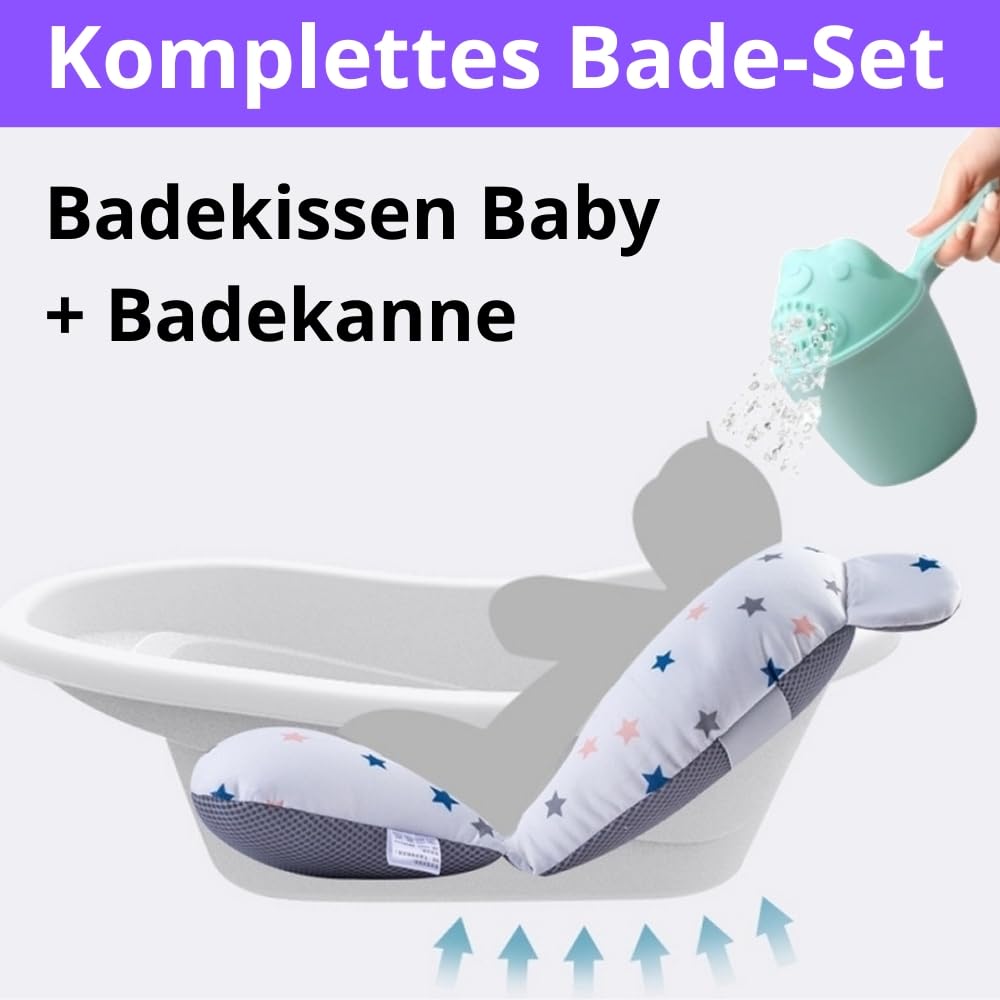 Badekissen Baby + Badekanne, Universelle Badewannenkissen, babywanne einsatz, Rutschfest, Weiches, G