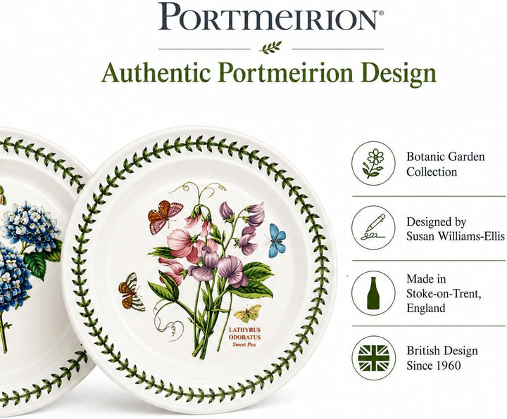 Portmeirion Botanic Garden 25,4 cm Abendessen Teller – Set von 6 Rose, Rose