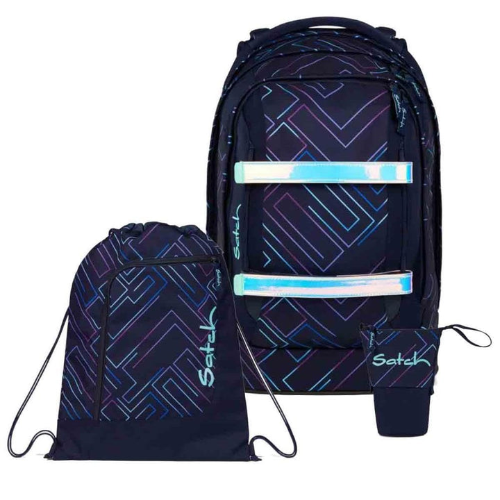 Satch Pack Pencil Slider Light Edition Schulrucksack Set 3tlg. inkl. Sportbeutel (Purple Laser), Pur