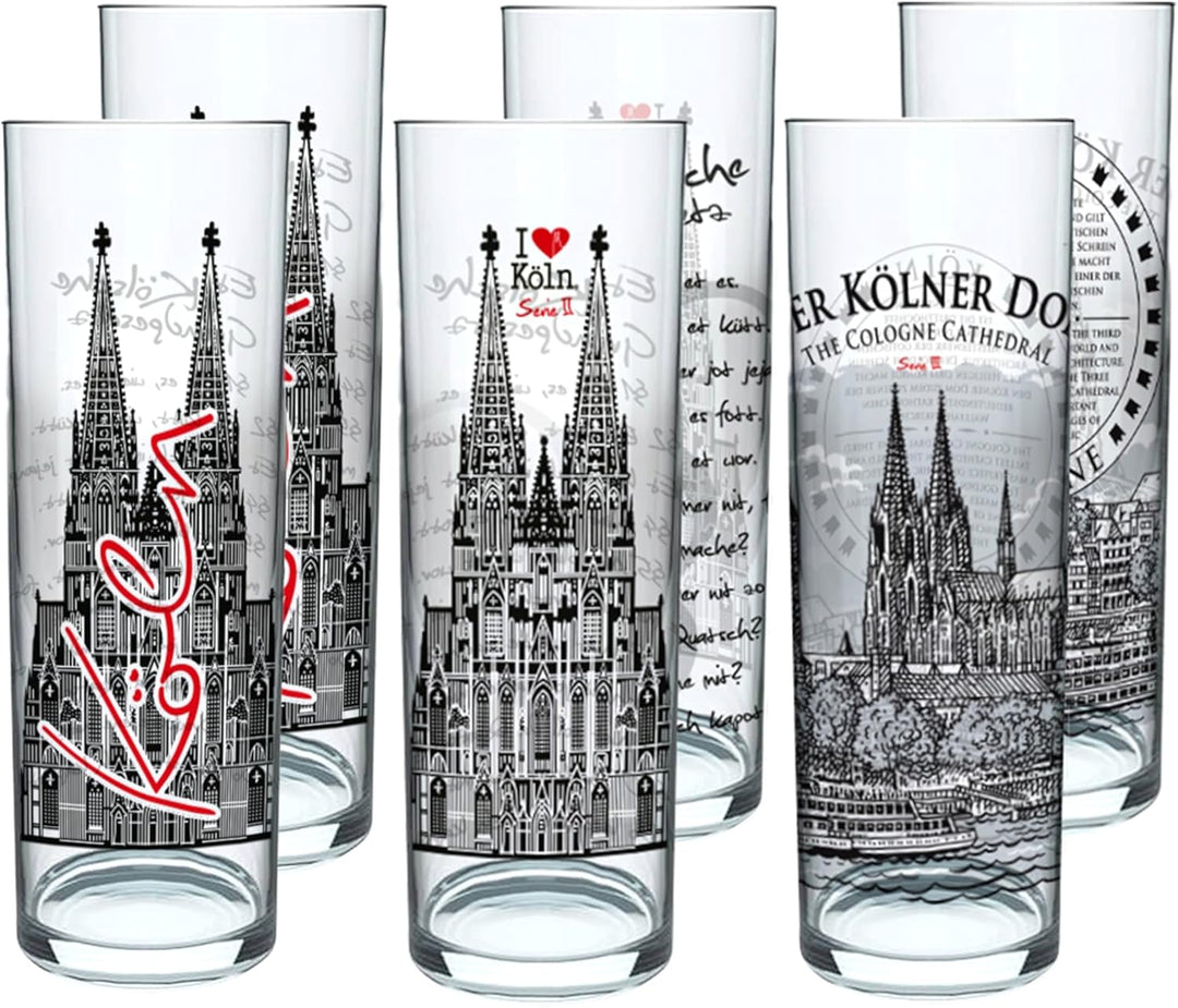 3forCologne Kölschglas-Mix | 6er Pack je 0,2ml | Et Kölsches Grundgesetzt & Kölner Dom | Biergläser,