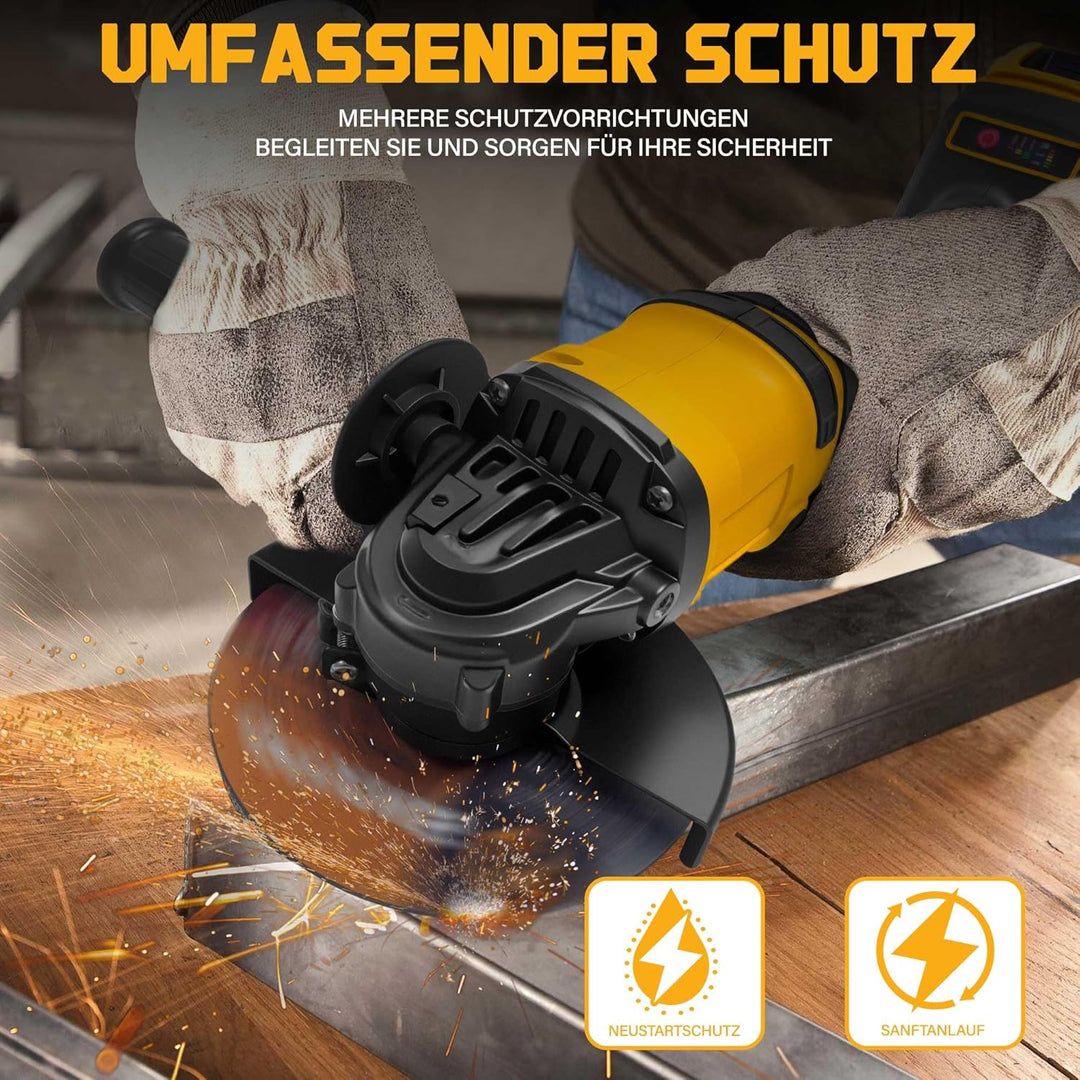 125mm Akku Winkelschleifer für DE walt 20V MAX, Bürstenloser 8500U/min Kompakter Profi-Schleifer mit
