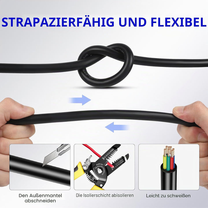 7 adriges Anhängerkabel 12V 24V Kfz Wohnwagenkabel 7 x 0,75 mm² rundes dünnwandiges elektrisches Kab