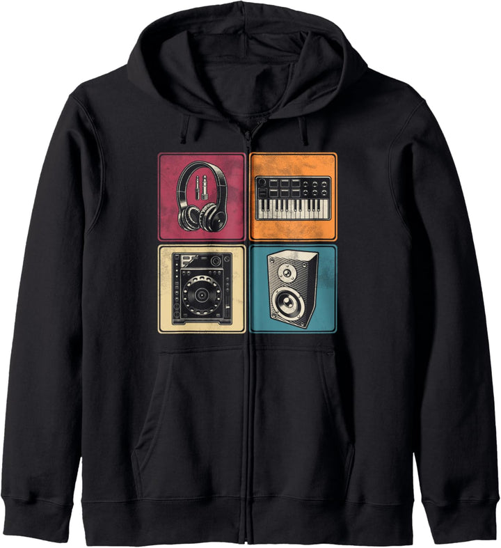 Modularer Synthesizer Analog Techno Kopfhörer DJ Musiker Kapuzenjacke