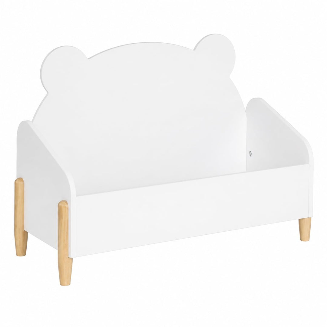 Atmosphera – Bank für Spielzeug für Kinder, weich, Weiss, Bären-Design, L 61 x H 44 cm – Aufbewahrun