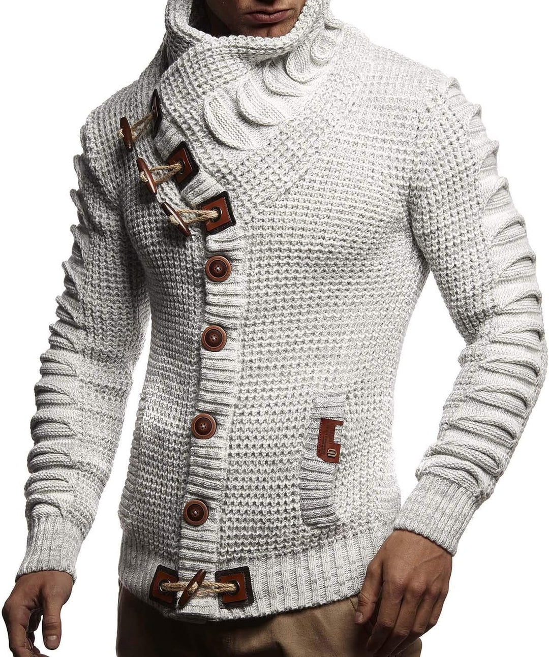 Leif Nelson Herren Strickjacke mit Knöpfen in Regular Fit, Männer Cardigan in Langarm Design, ideal