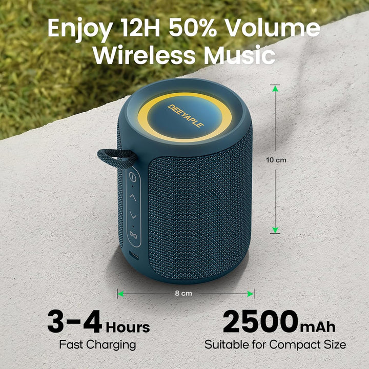 Deeyaple Bluetooth Lautsprecher Klein Tragbarer Musikbox 5.3 IPX7 Wasserdicht Kabellose Stereo Pairi