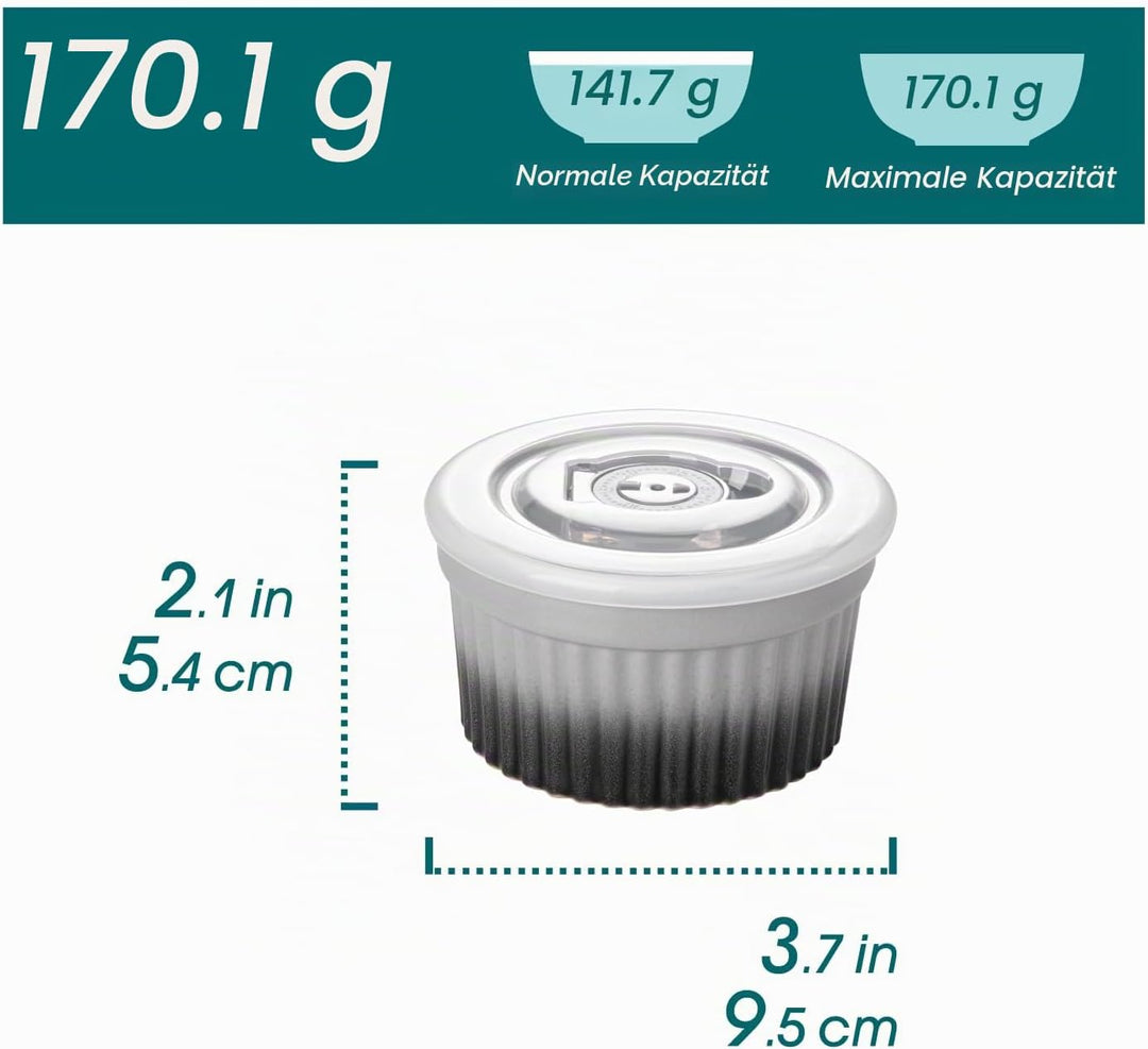 vancasso RAMEKINS 200ml Soufflé Förmchen Set von 6, Ø9,5cm Creme Brulee Schälchen Backofen sicher, P