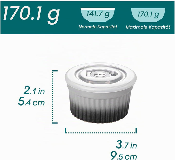 vancasso RAMEKINS 200ml Soufflé Förmchen Set von 6, Ø9,5cm Creme Brulee Schälchen Backofen sicher, P