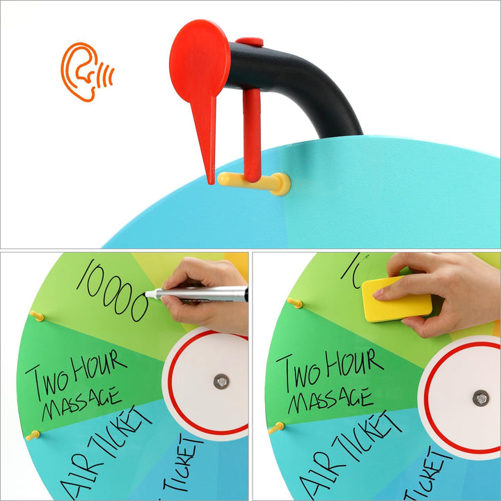 QWORK® 50cm Farbe Glücksrad mit Metallständer, 10 Slots, Tischplatte Rouletterad zum Reinigen Abwisc