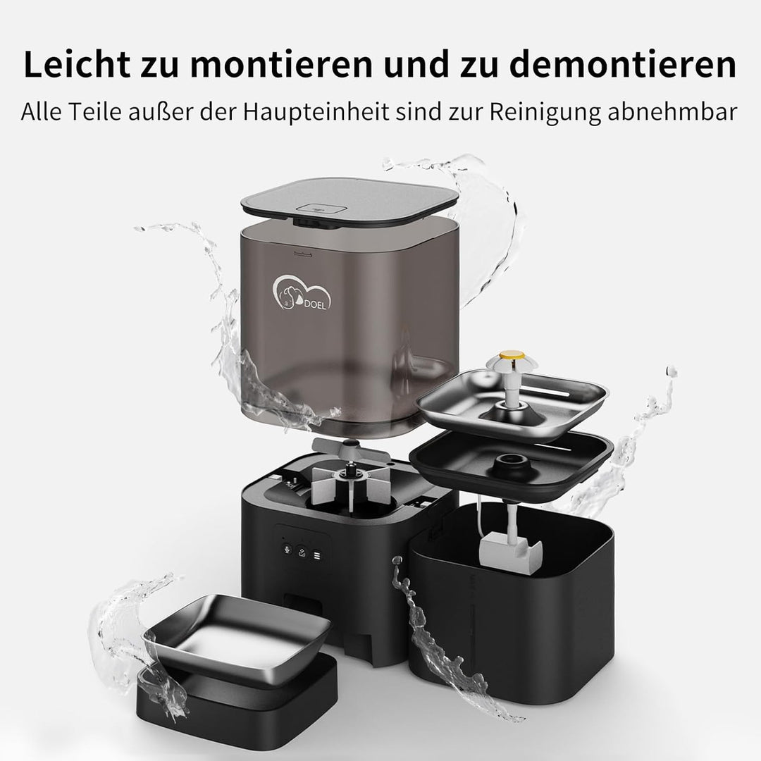 2-in-1-Automatik-Futter- und Wasserspender für Katzen, grossvolumiger 6-Liter-Trockenfutterspender +