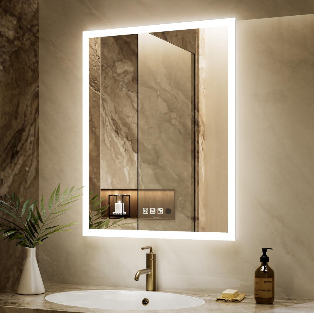 GANPE LED Bathroom Mirror, Makeup Vanity Mirror Wall Mounted, Human Induction, Bluetooth, Anti Fog,
