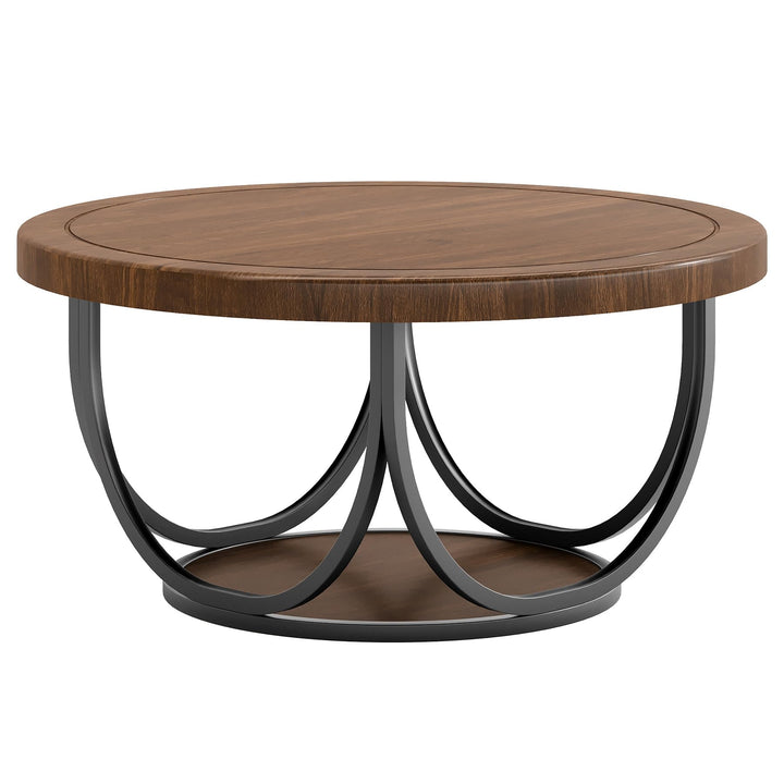 Tribesigns Runder Couchtisch, 80 cm Runder Holztisch, Bauernhaus Grosse Runde wohnzimmertisch mit 2-