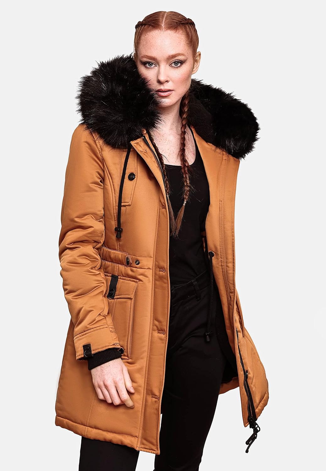 Navahoo Damen Warmer Winterparka mit Kapuze Luluna Prc XS-XXL XS Rusty Cinnamon, XS Rusty Cinnamon