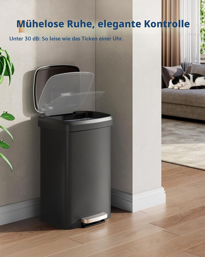 GarveeHome 50 L Kunststoff-Mülleimer mit Deckel – Grosse Mülltonne für die Küche, trittöffnender Küc