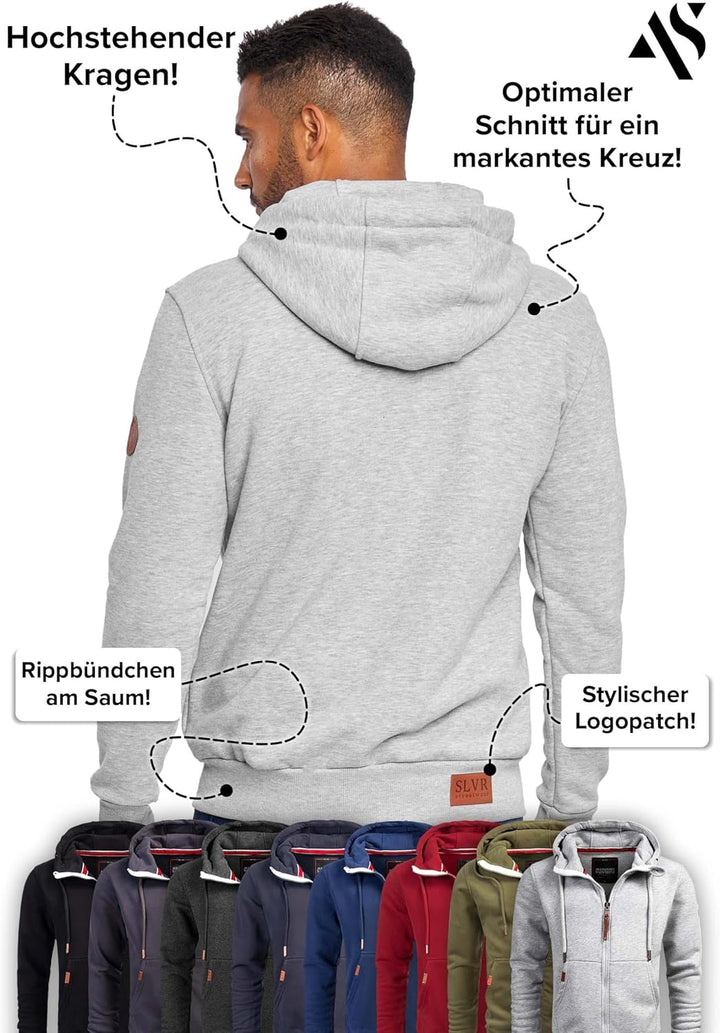 ALESSANDRO SALVARINI Herren Sweatjacke (S-3XL) mit Kapuze - Leicht, Atmungsaktiv, Kapuzenpullover mi