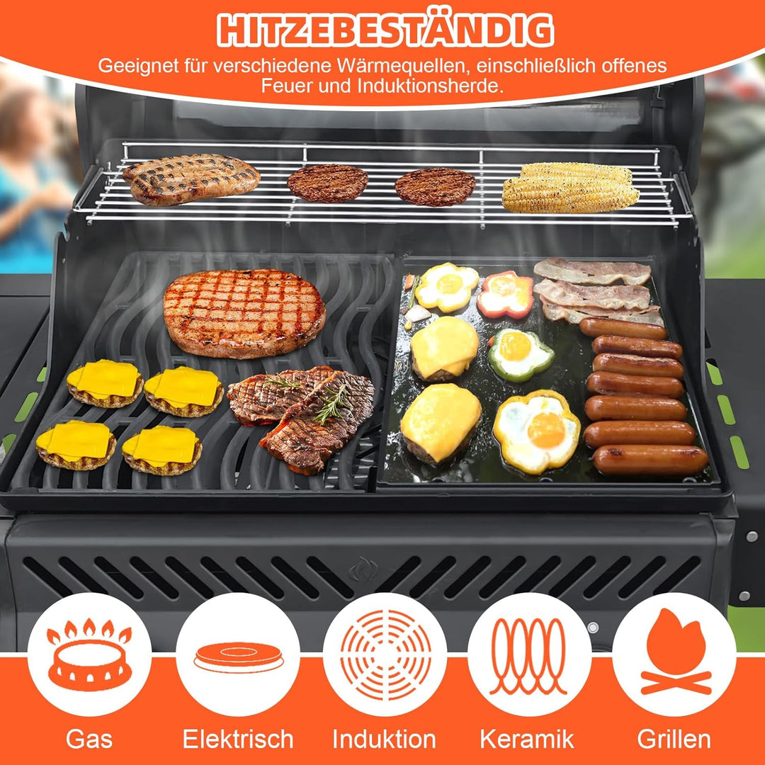 GFTIME 45x29.2cm Hochwertige Gusseisen Grillplatte für Napoleon Rogue 425 525 625, Freestyle, Gusspl