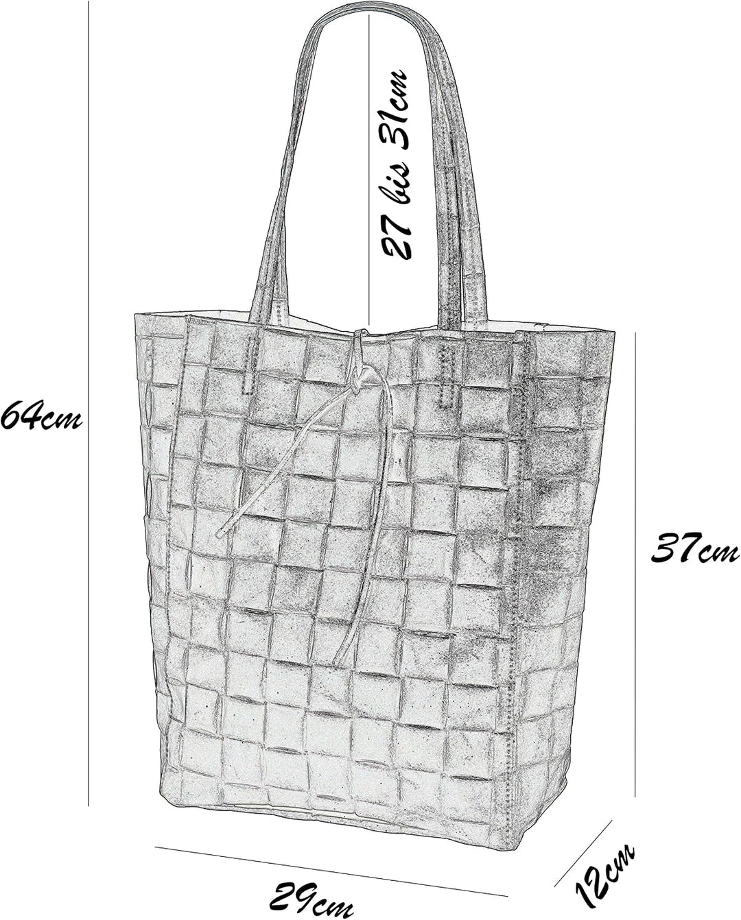 SH Leder ® Damen Echtleder Shopper in geflochtene print mit Innentasche in vielen Farben Schultertas