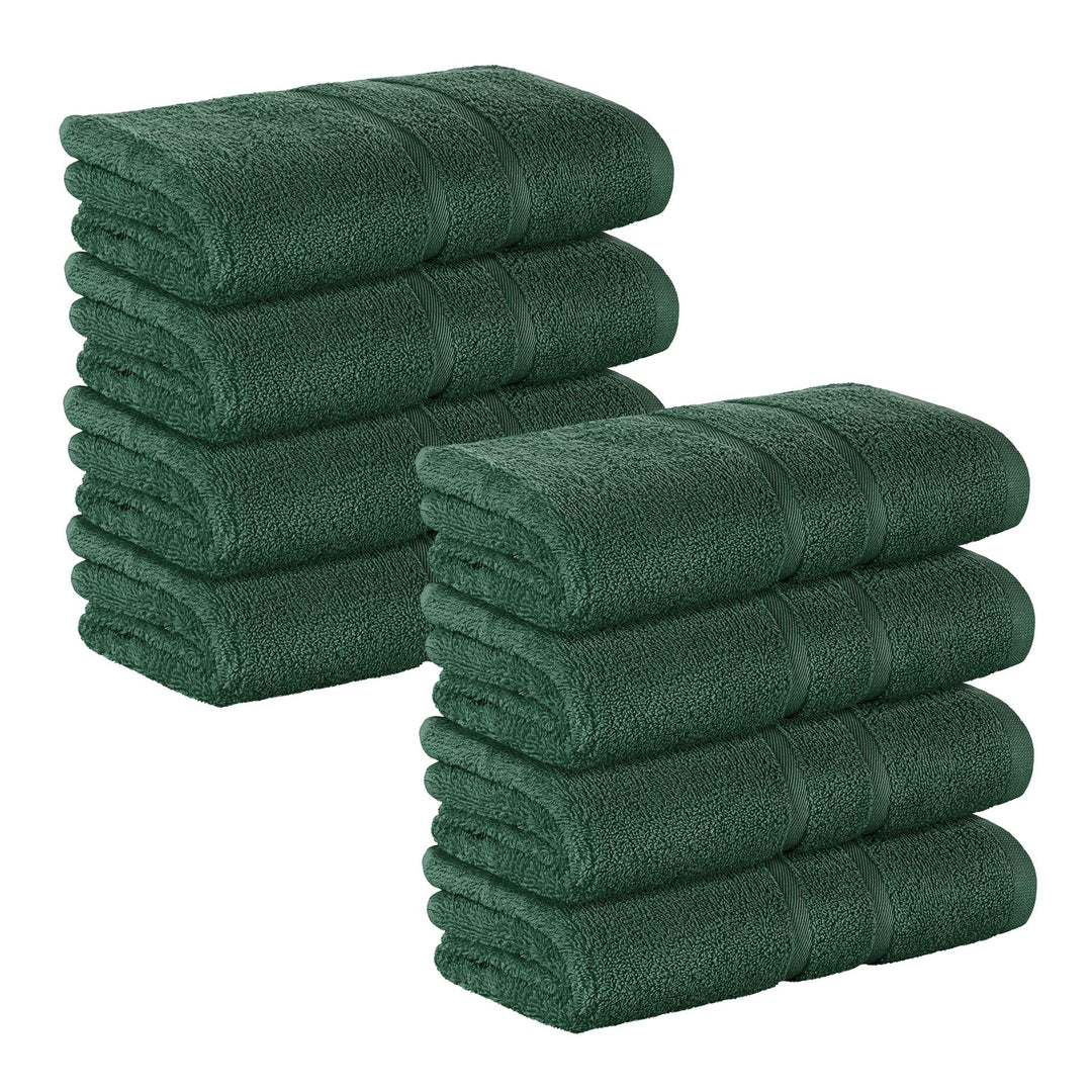 8 Stück Premium Frottee Handtücher 50x100 cm in dunkelgrün von StickandShine in 500g/m² aus 100% Bau