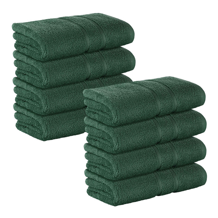8 Stück Premium Frottee Handtücher 50x100 cm in dunkelgrün von StickandShine in 500g/m² aus 100% Bau
