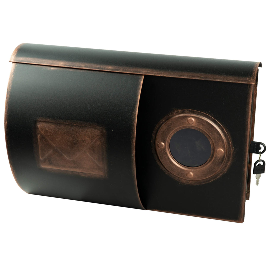 HRB Briefkasten nostalgisch, Postkasten wasserfest Zeitungsfach (Schwarz-Bronze Fenster), Schwarz-br