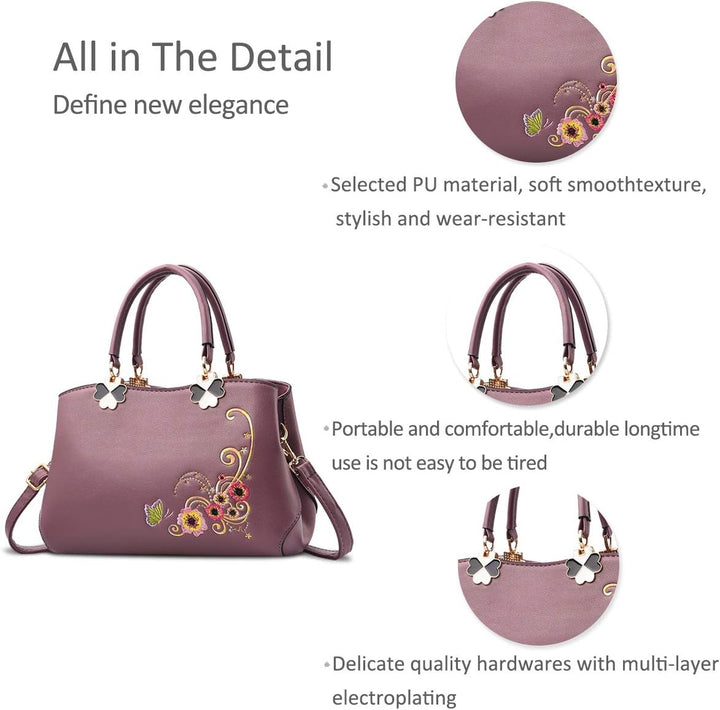 NICOLE&amp;DORIS Handtaschen Damen Mode Schultertasche Geldbörse Retro Umhängetasche Frau Tote Stickerei