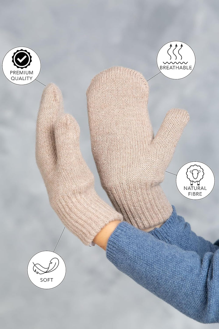 KNITAS Doppellagen Strickhandschuhe aus Wolle für Baby Kleinkind I Winter Warme Gestrickte Handschuh