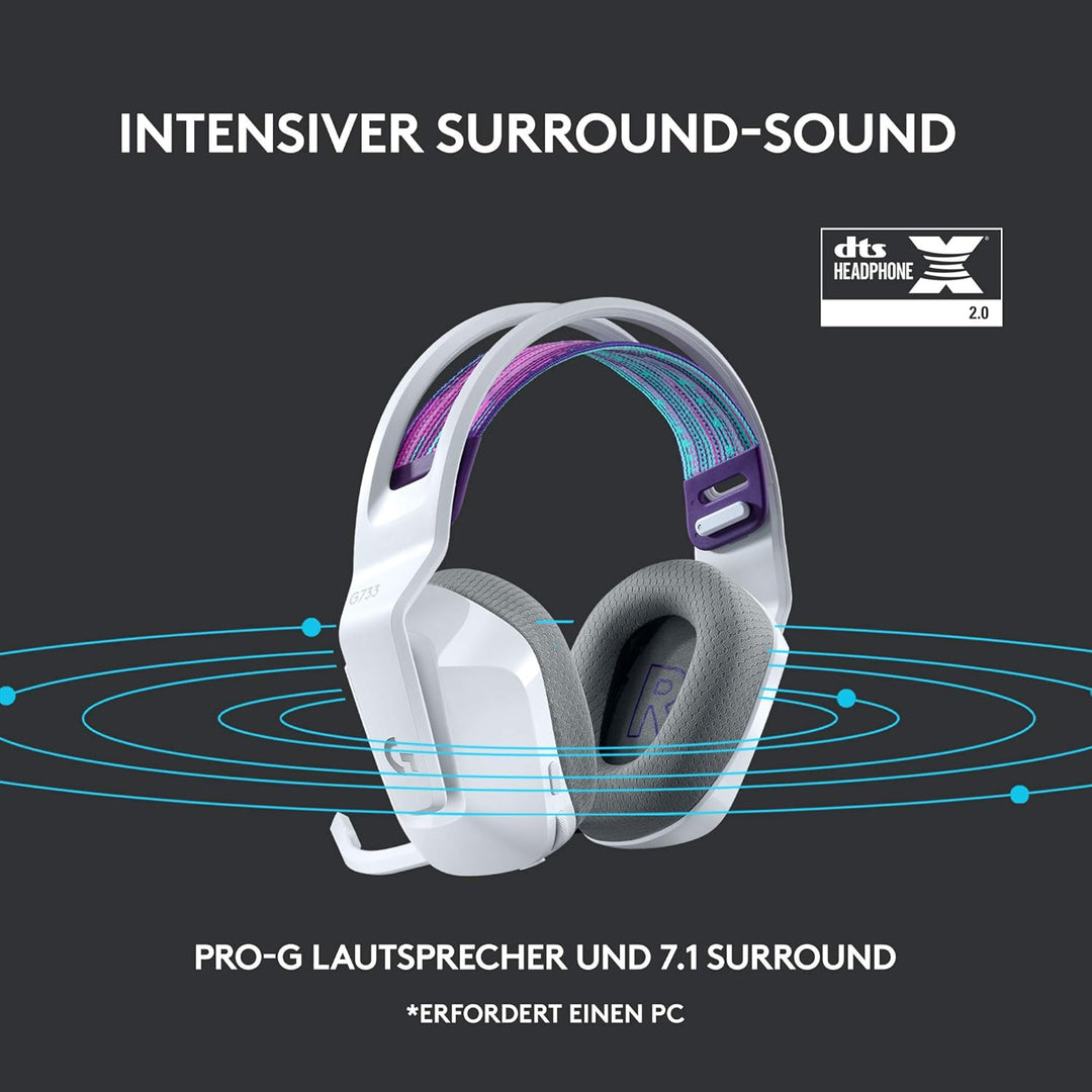 Logitech G733 LIGHTSPEED kabelloses Gaming-Headset mit Kopfbügel, LIGHTSYNC RGB, Blue VO!CE Mikrofon