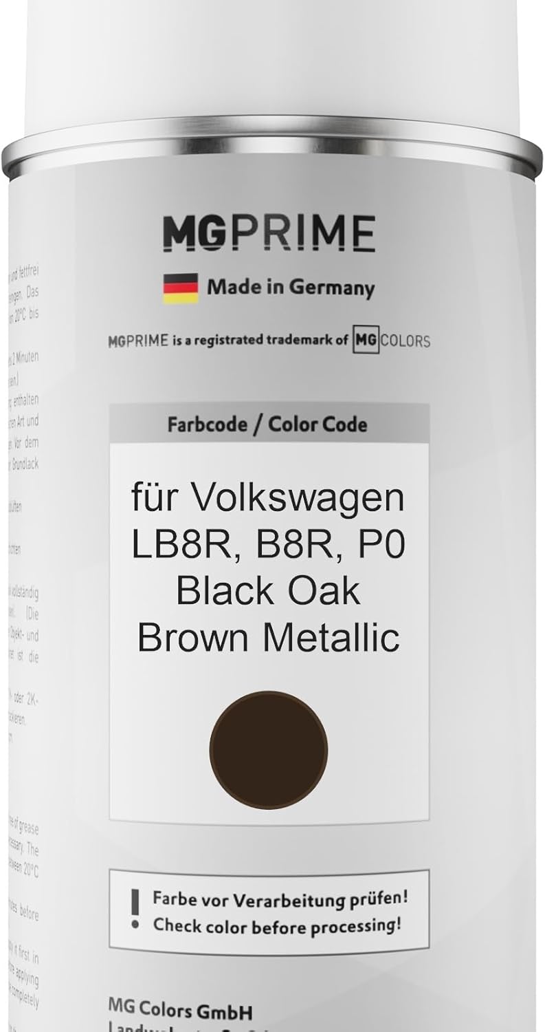 MG PRIME Autolack Sprühdosen Set für Volkswagen VW LB8R / B8R / P0 Black Oak Brown Metallic Basislac