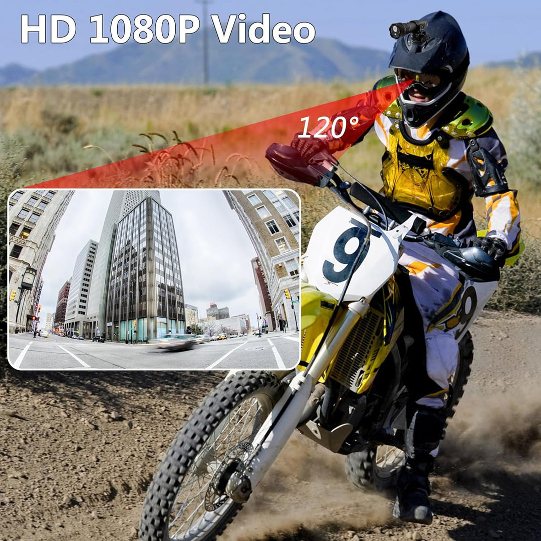 LXMIMI Sportkamera HD 1080P Mini DV Kamera, 120° Motorrad Sport Kamera, Helm Action Kamera, Fahrrad