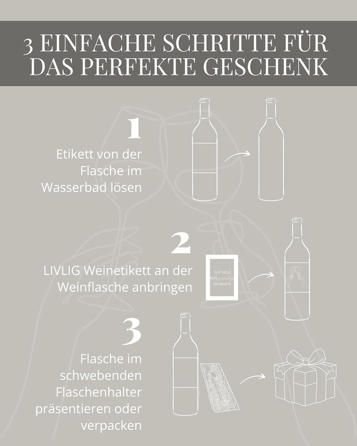 Livlig53 Weinflaschenhalter aus Holz, Magischer Flaschenhalter aus Eiche mit personalisiertem Weinet