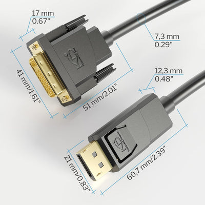 KabelDirekt – DisplayPort auf DVI Adapter Kabel – 2x 2 m (Kabel mit störungsfester Schirmung für Gra