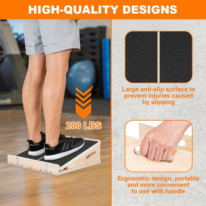 2 in 1 Wadendehner, Schrägbrett Aus Holz, Verstellbarer Und Portable Wooden Slant Board, Athletic Mo