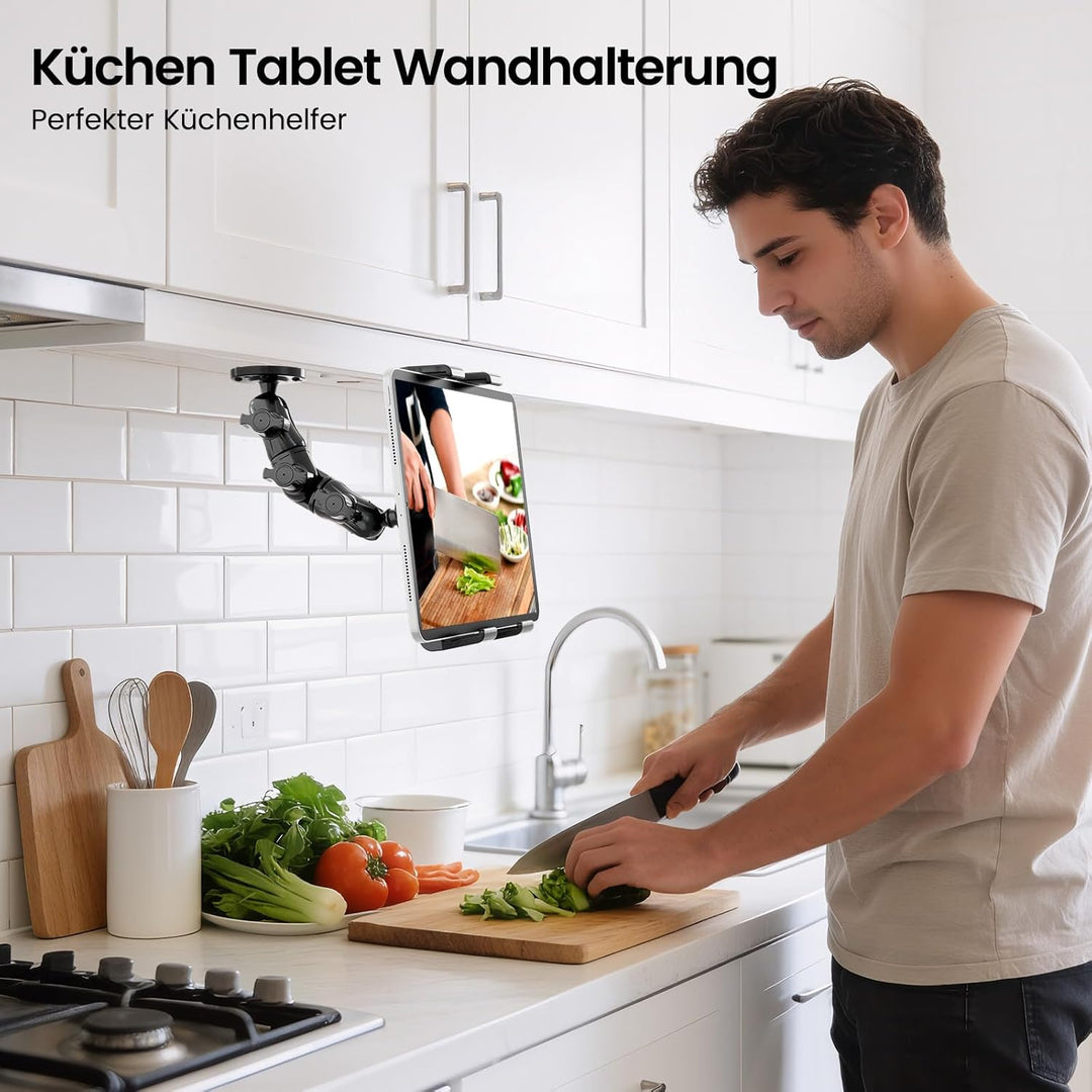OHLPRO Tablet Halterung Auto, Tablethalterungen LKW 360° Drehung Verstellbarer Verbund Arm Bohrbasis