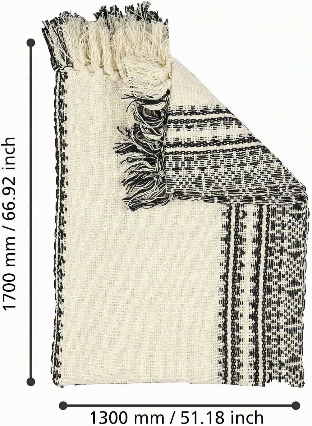 EGLO LIVING Decke Longlac, Kuscheldecke im Industrial Design, Wolldecke für Couch, Sofadecke aus Bau