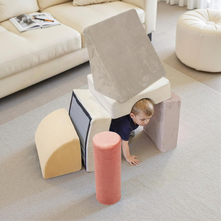 BanaSuper Schaumstoff Bausteine für Kinder, XXL Kletterblöcke Set Falten zu Spielmatte, Weiche Softb