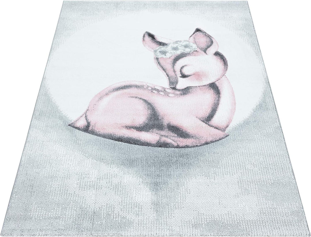 Kinderteppich Rehkitz Muster Mädchen Teppich Weich &Soft Teppich Kinderzimmer Babyzimmer Jugendzimme