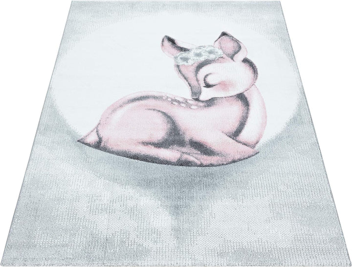 Kinderteppich Rehkitz Muster Mädchen Teppich Weich &Soft Teppich Kinderzimmer Babyzimmer Jugendzimme