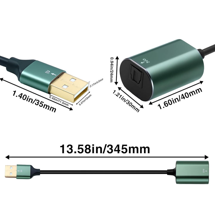 Duttek USB A zu Toslink Optik Stereo Konverterkabel 0.2 m, unidirektional USB A Stecker auf SPDIF Bu