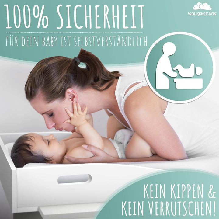 WOLKENGLÜCK Wickelaufsatz für IKEA Malm Kommode [73x70x13cm] - Hochwertiger Malm Wickelaufsatz mit S