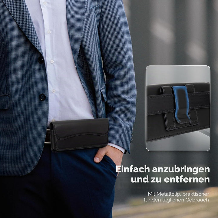 INGIDO Handy Gürteltasche Premium Leder Tasche mit Gürtelclip Handytasche für iPhone 15 Pro Max 14 P