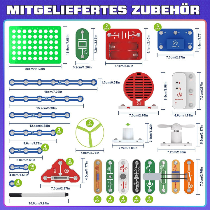 FORMIZON Elektrobaukasten für Kinder, Experimentierkasten zu Elektrotechnik, Inkl. Bebildeter Anleit