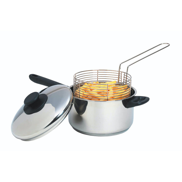 KitchenCraft Grosser Pommes Kochtopf mit Frittierkorb und Deckel, Fritteuse Topf für alle Herdarten