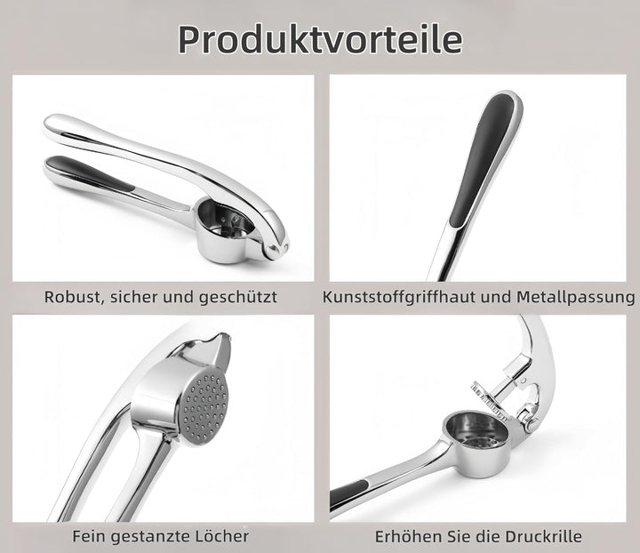 Knoblauchpresse mit Knoblauchschäler und Silikonbürste Effizientes Werkzeug zur Knoblauchpaste Knobl