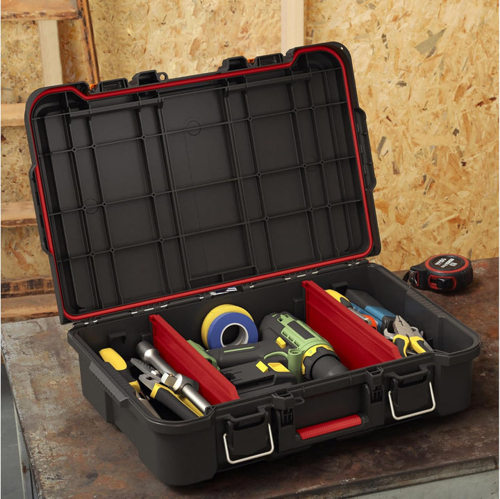 Keter Stack & Roll 253382 Aufbewahrungskoffer für Elektrowerkzeug, robust Aufbewahrungsbox für Elekt