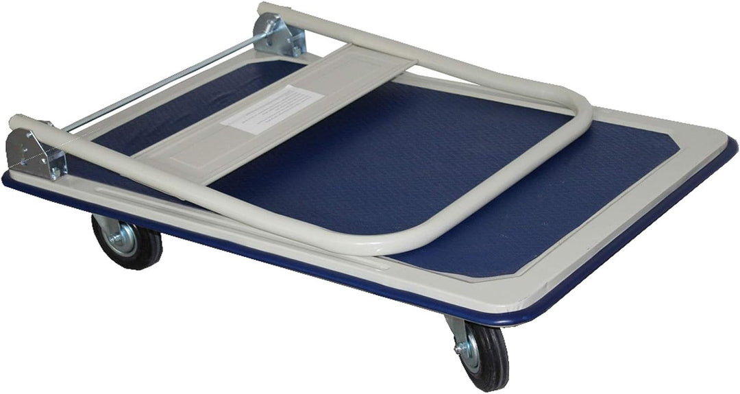Plattformwagen mit grosser Ladefläche belastbar bis 300 kg mit klappbarem Griff und Zwei Lenkrollen,