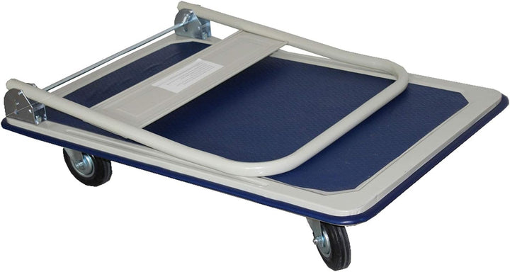 Plattformwagen mit grosser Ladefläche belastbar bis 300 kg mit klappbarem Griff und Zwei Lenkrollen,