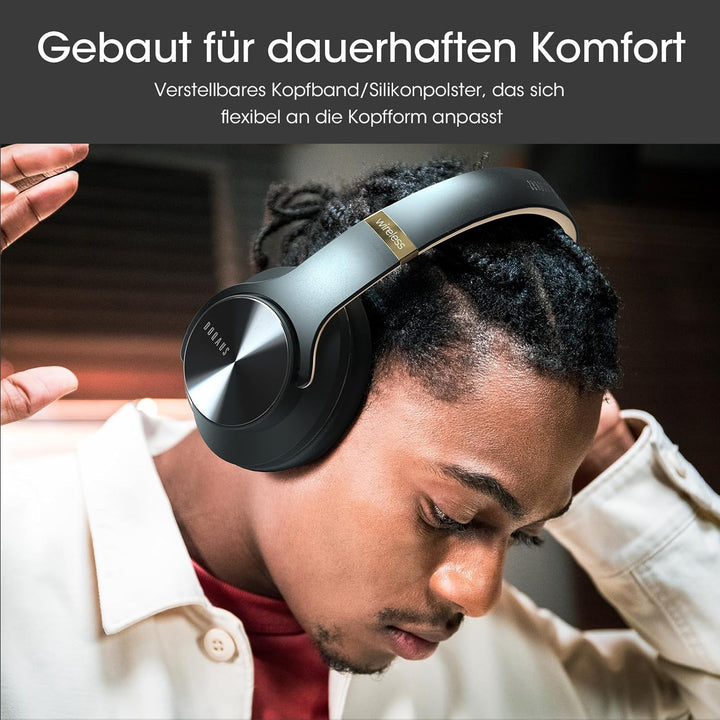 DOQAUS Bluetooth Kopfhörer Over Ear, [Bis zu 52 Std] Kabellose Kopfhörer mit 3 EQ-Modi, HiFi Stereo
