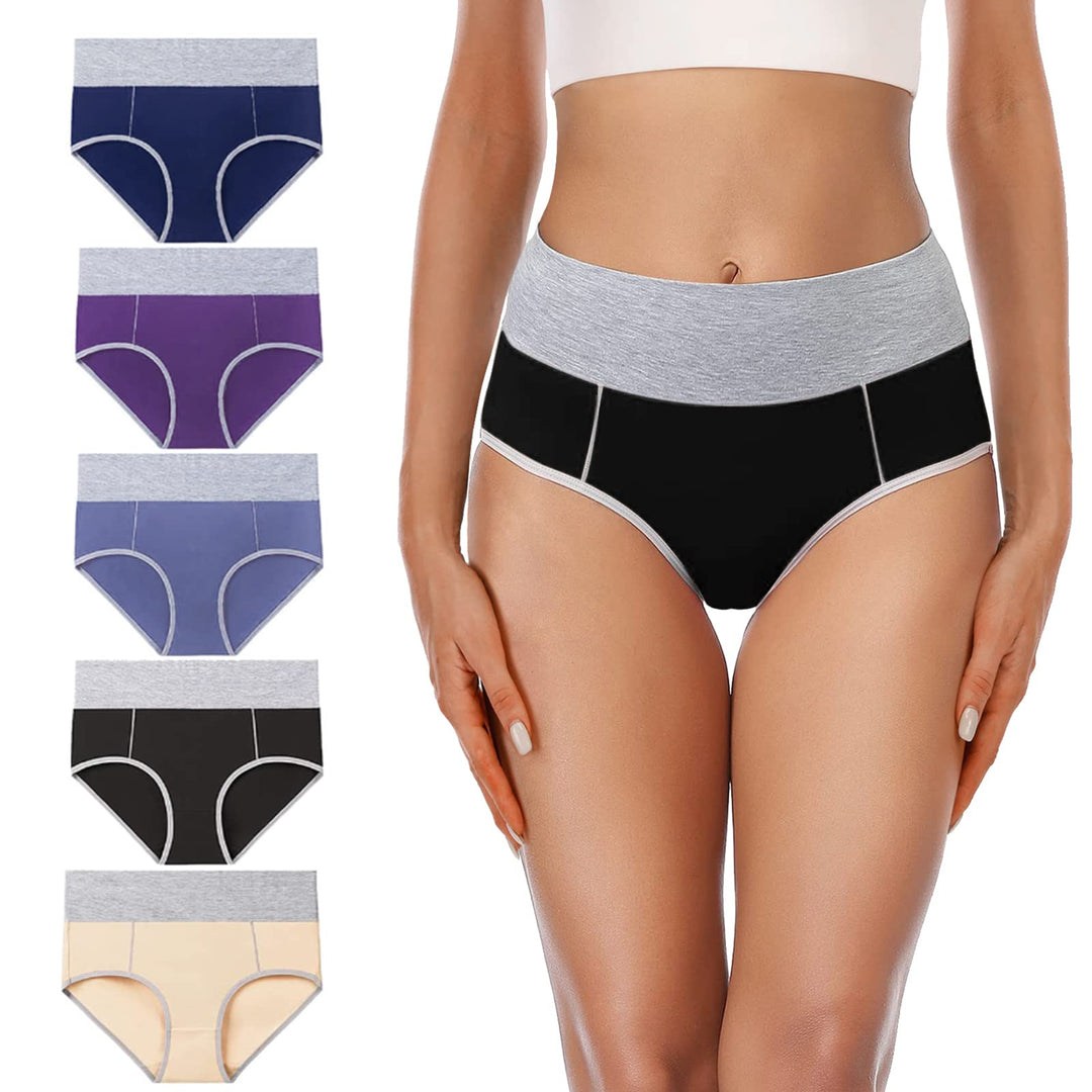 Senllori Damen Unterwäsche, hohe Taille, Baumwolle, Bauchkontrolle, weiche volle Abdeckung Multipack