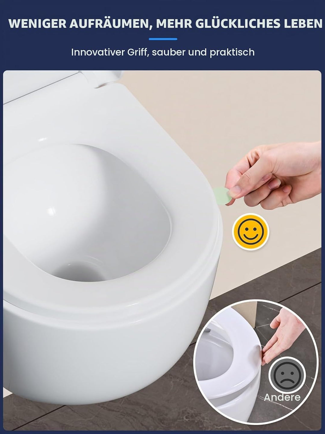 Toilettendeckel mit Absenkautomatik D-Form [KURZ],YEAUPE PRO WC Sitz mit Puller Lid,Toilettensitz mi