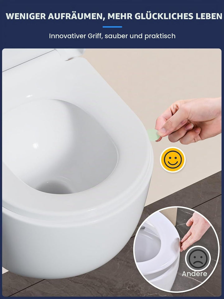 Toilettendeckel mit Absenkautomatik D-Form [KURZ],YEAUPE PRO WC Sitz mit Puller Lid,Toilettensitz mi
